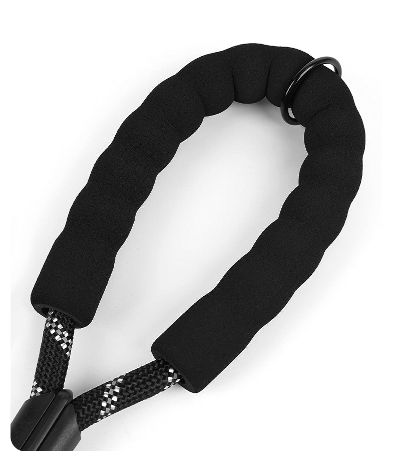 Dog leash for dogs, featuring cmfortable hook and carabiner attachment point, ideal for secure leash-to-harness connection