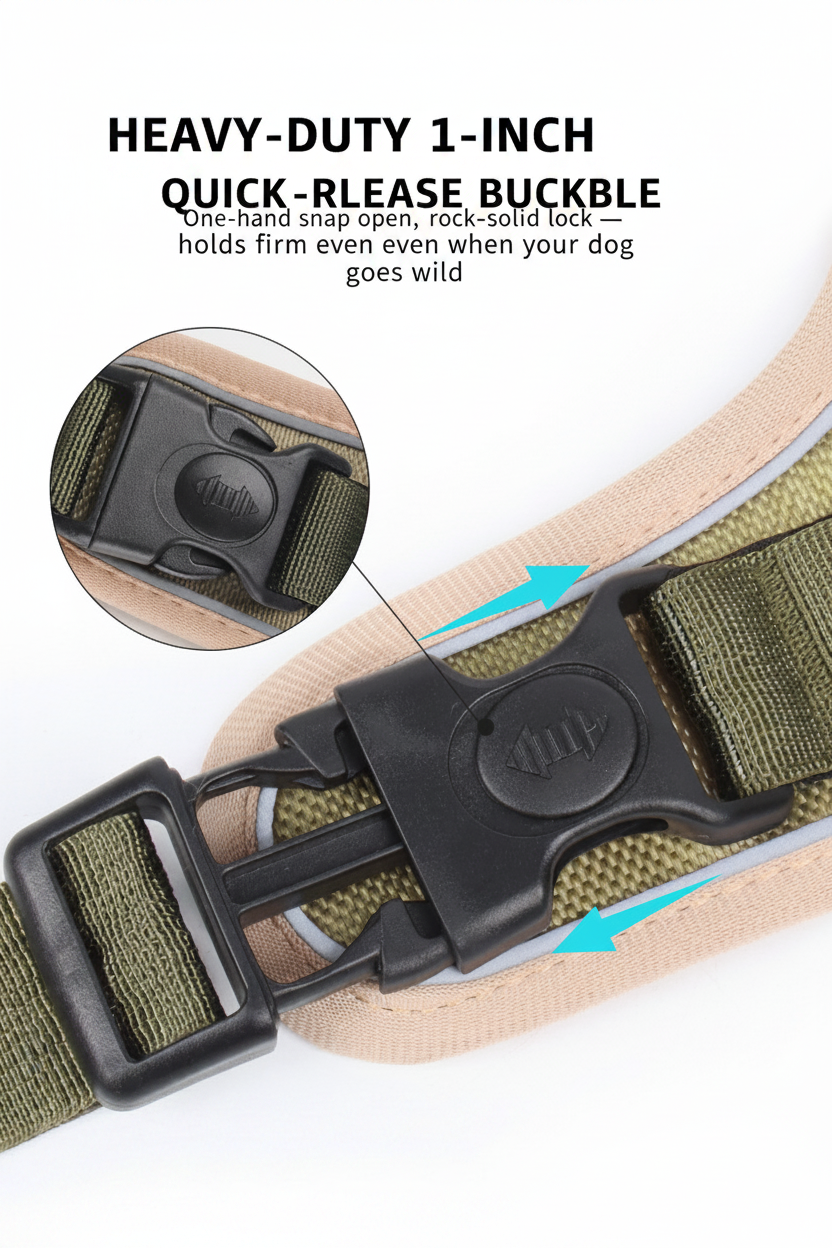 Tactical dog harness for dogs, featuring  quick rlease buckble, ideal for high-visibility training and outdoor use