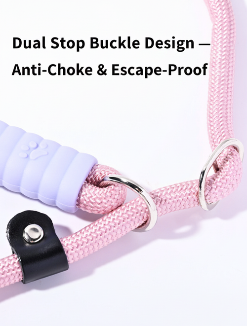 Hands-free dog leash for dogs, featuring dual-stop buckle with auto-tighten when dog pulls and auto-relax when dog slows down, ideal for smart tension control and no-pull training